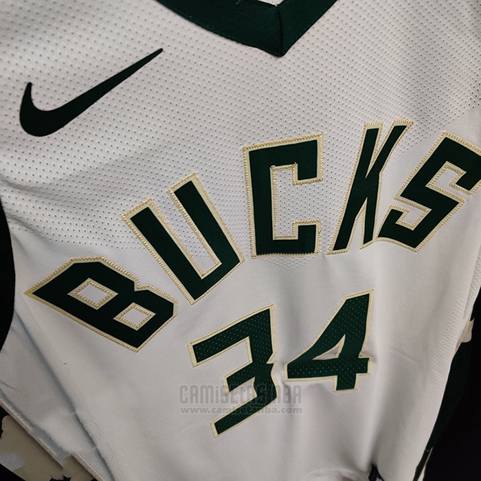 Camiseta Milwaukee Bucks Giannis Antetokounmpo #34 Association Autentico Blanco
